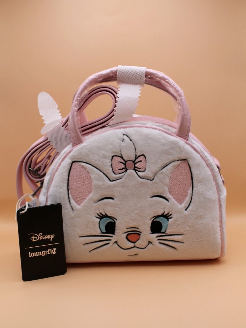 Loungefly Disney Aristocats Marie Fuzzy Plush Dome Crossbody Bag NWT
